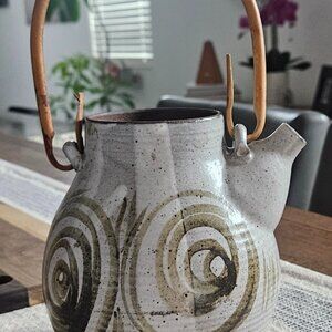 Artisan-made ceramic or stoneware teapot, Japanese or Asian inspired tea ware.
